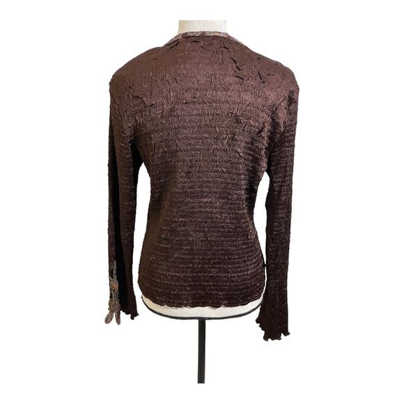 Lillie Rubin womens one button cardigan. Crinkle material unique sleeves size LG - Picture 9 of 10